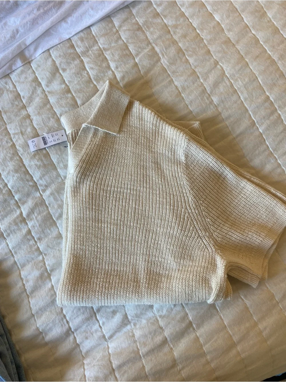J. Crew Men's Crewneck Polo Sweater in Cream